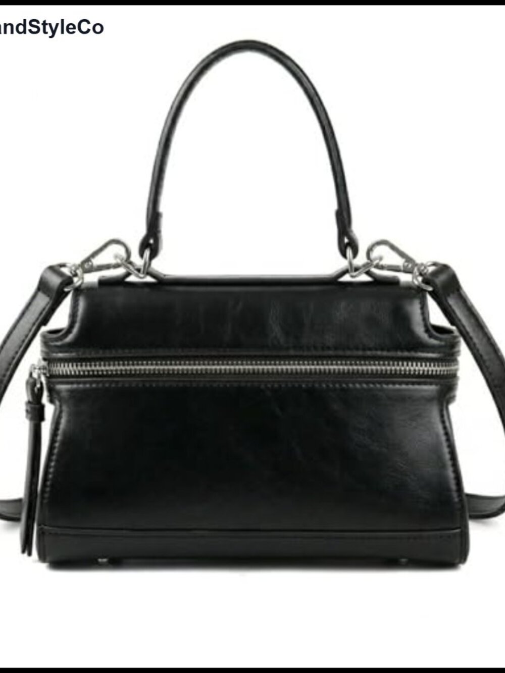 Structured Satchel Vegan Leather Crossbody Bag with Adjustable Strap